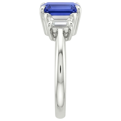 Natural Earth Mined Diamond 3 Stones Ring Emerald Ceylon Sapphire & 3.50 Carats