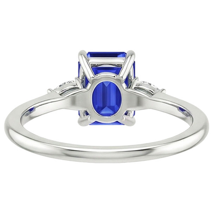 Natural Earth Mined Diamond 3 Stones Ring Emerald & Pear Blue Sapphire 3.25 Carats