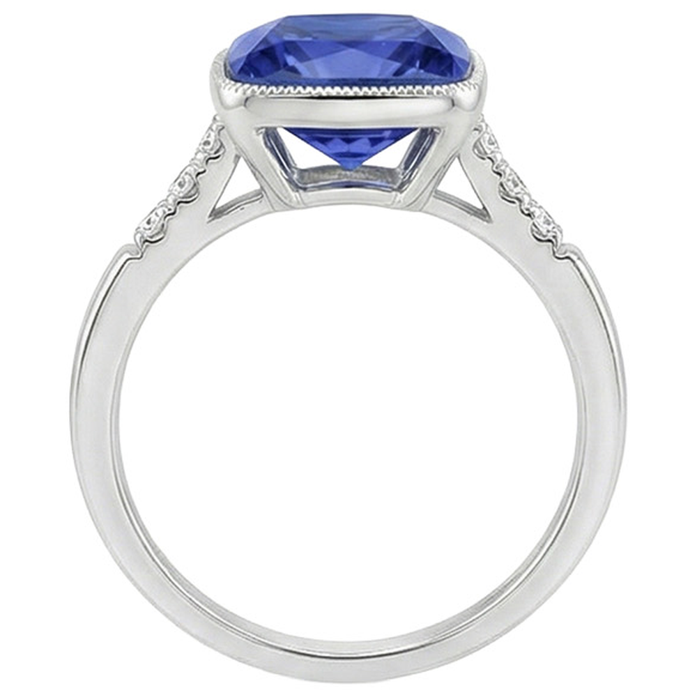 natural round sapphire 6ct ring on white background
