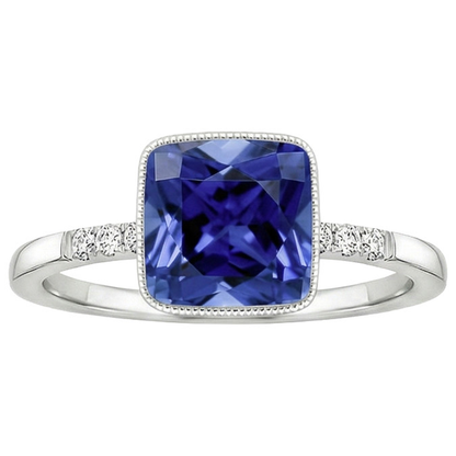 natural round sapphire 6ct ring close up detail
