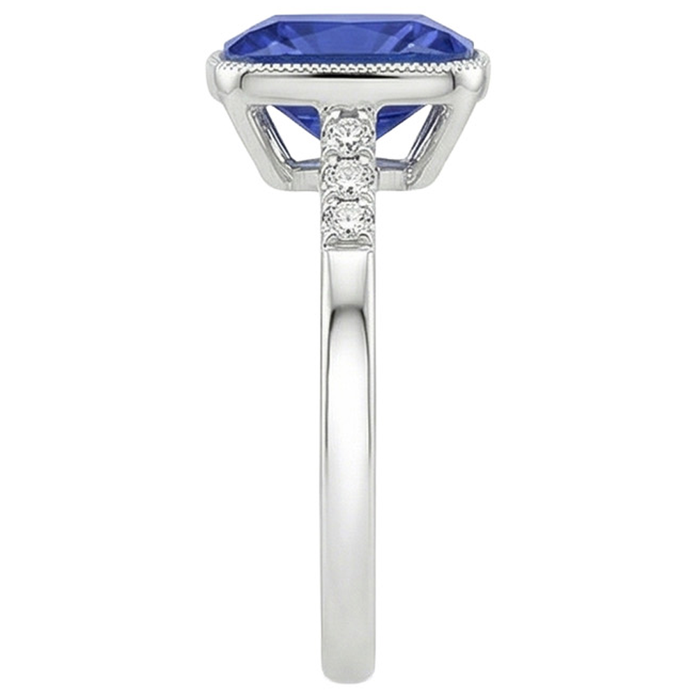 natural round sapphire 6ct ring profile view