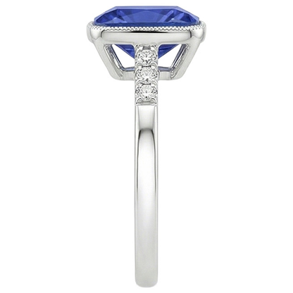 natural round sapphire 6ct ring profile view