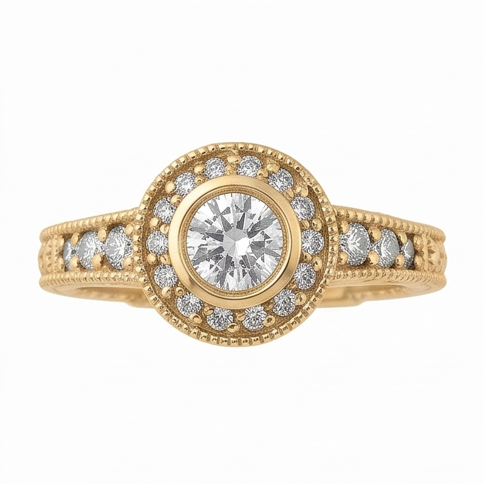 Natural Earth Mined Diamond Anniversary 0.80 Carat Fancy Ring Bezel Setting Jewelry YG 14K