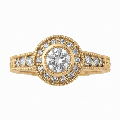 Natural Earth Mined Diamond Anniversary 0.80 Carat Fancy Ring Bezel Setting Jewelry YG 14K