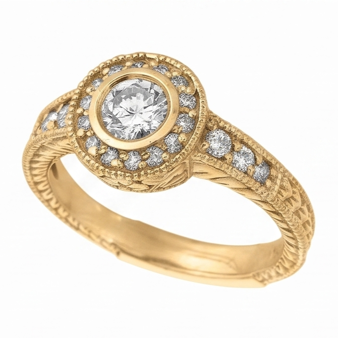 Natural Earth Mined Diamond Anniversary 0.80 Carat Fancy Ring Bezel Setting Jewelry YG 14K