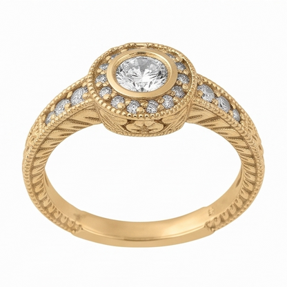 Natural Earth Mined Diamond Anniversary 0.80 Carat Fancy Ring Bezel Setting Jewelry YG 14K