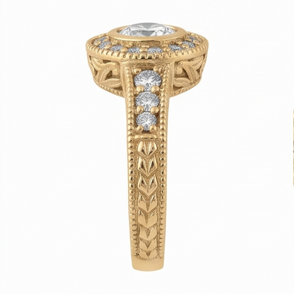 Natural Earth Mined Diamond Anniversary 0.80 Carat Fancy Ring Bezel Setting Jewelry YG 14K