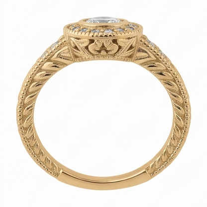 Natural Earth Mined Diamond Anniversary 0.80 Carat Fancy Ring Bezel Setting Jewelry YG 14K