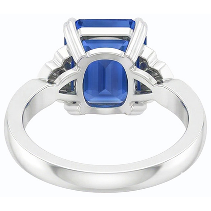 Natural Earth Mined Diamond Anniversary Emerald Ceylon Sapphire Ring 3 Carats Jewelry