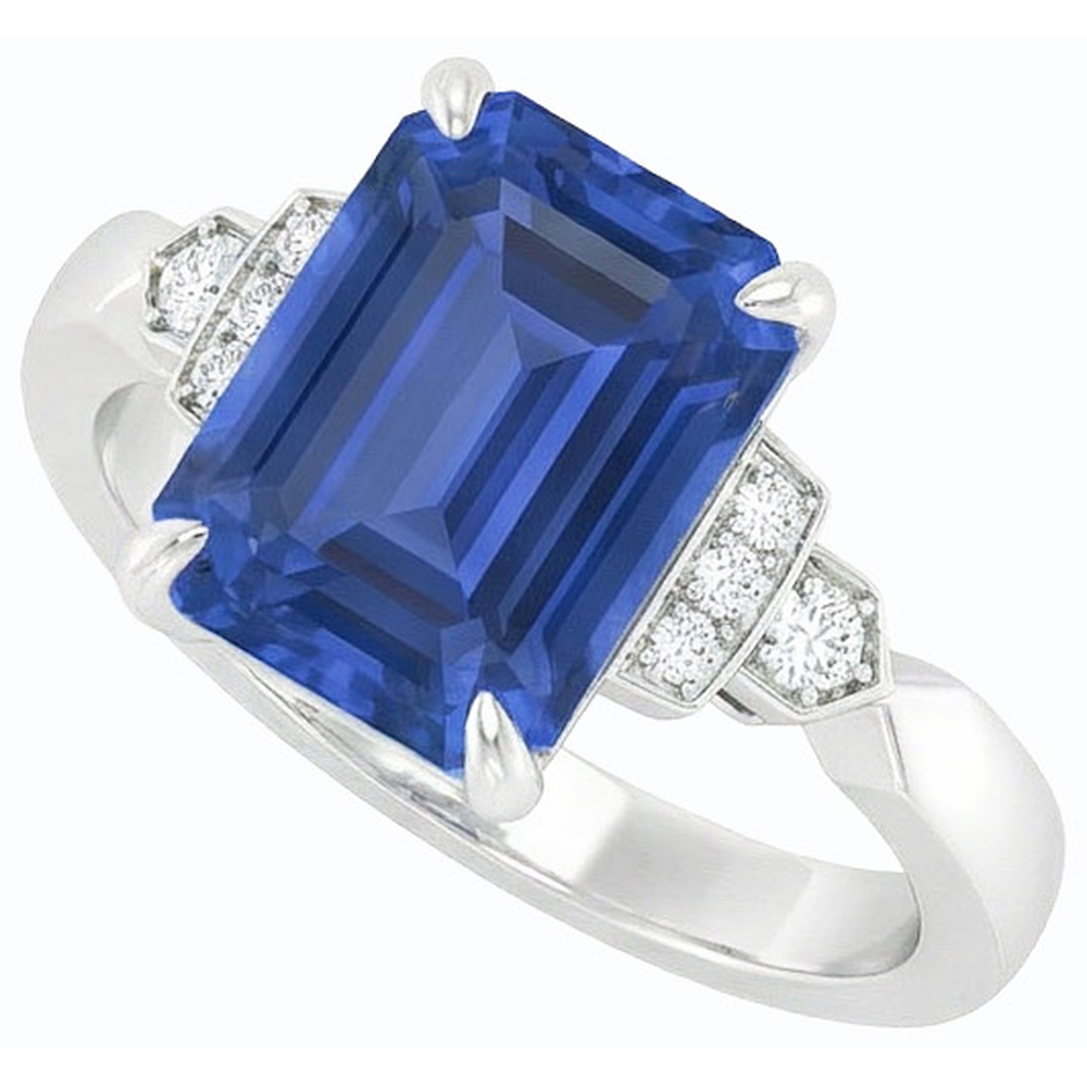 Natural Earth Mined Diamond Anniversary Emerald Ceylon Sapphire Ring 3 Carats Jewelry