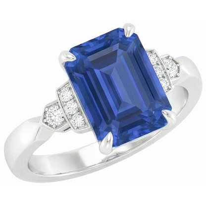 Natural Earth Mined Diamond Anniversary Emerald Ceylon Sapphire Ring 3 Carats Jewelry