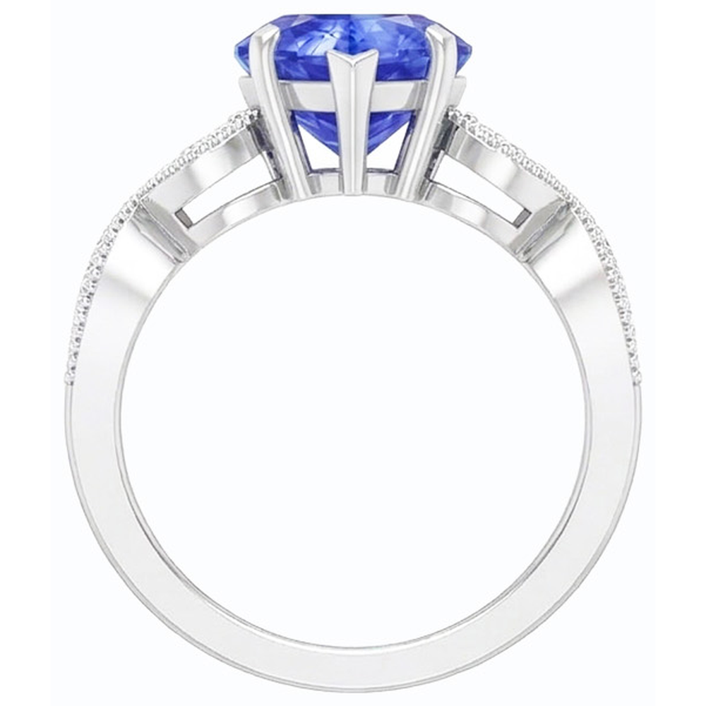 natural round sapphire 3ct ring top view