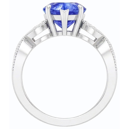natural round sapphire 3ct ring top view
