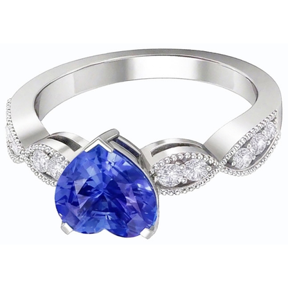 natural round sapphire 3ct ring close up detail