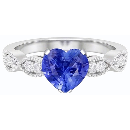 natural round sapphire 3ct ring side angle
