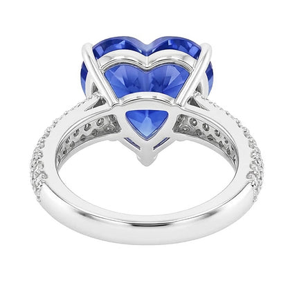 Natural Earth Mined Diamond Anniversary Heart Ceylon Sapphire Gemstone Ring 4.50 Carats