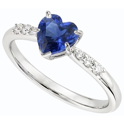 Natural Earth Mined Diamond Anniversary Heart Sapphire Ring 1.50 Carats Women’s Jewelry