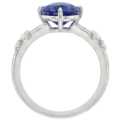 Natural Earth Mined Diamond Anniversary Pear Ceylon Sapphire Ring 5 Stone 2.50 Carats