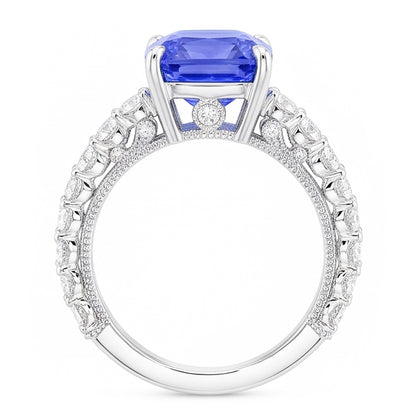 Natural Earth Mined Diamond Anniversary Ring 4 Carats Vintage Style Sapphire Radiant Cut