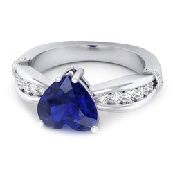 Natural Sapphire Ring 3.50ct - White Gold 14K