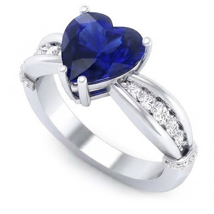 natural round sapphire 3.50ct ring side angle