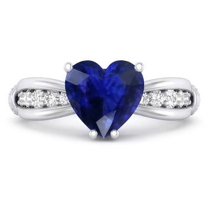 natural round sapphire 3.50ct ring close up detail