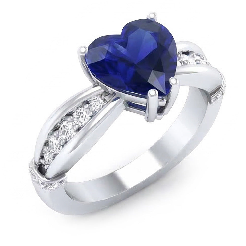 natural round sapphire 3.50ct ring top view