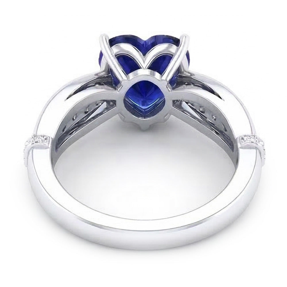 natural round sapphire 3.50ct ring profile view