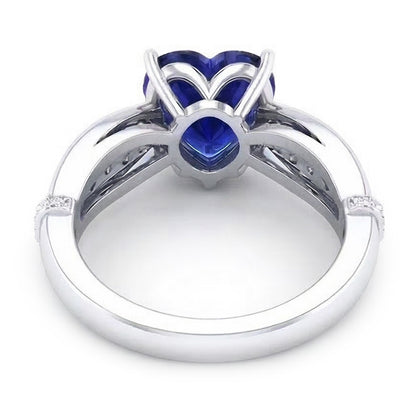 natural round sapphire 3.50ct ring profile view