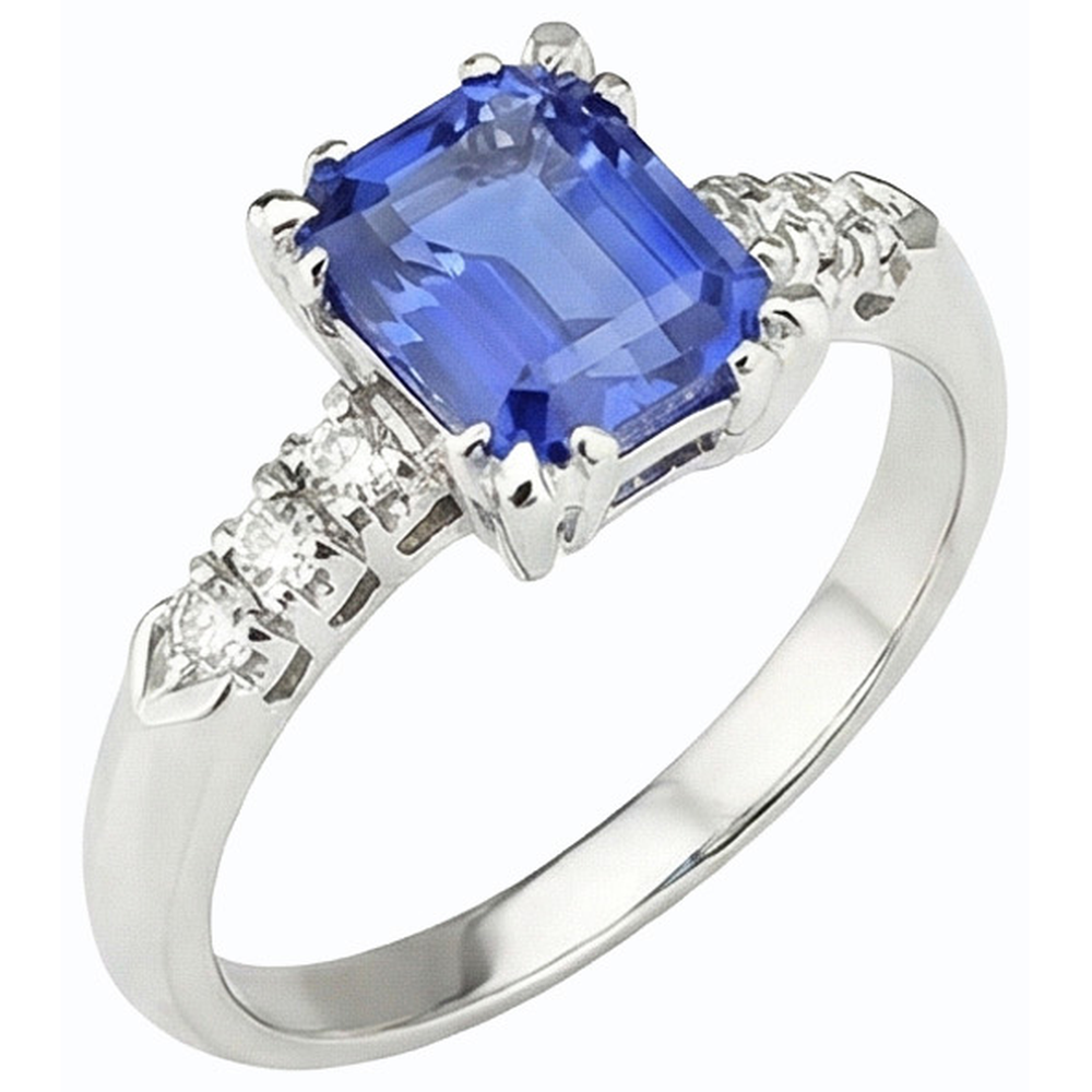 Natural Earth Mined Diamond Anniversary Ring Emerald Light Blue Sapphire 3 Carats