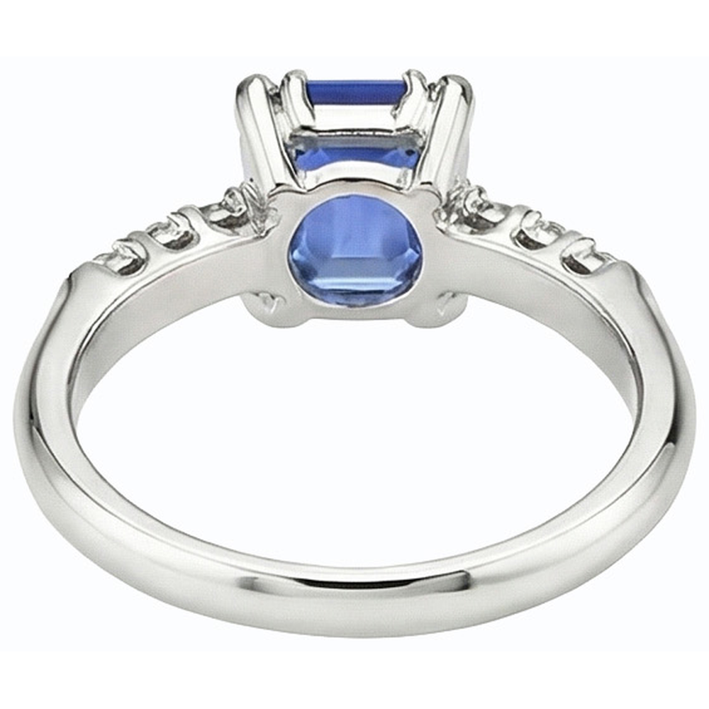 Natural Earth Mined Diamond Anniversary Ring Emerald Light Blue Sapphire 3 Carats