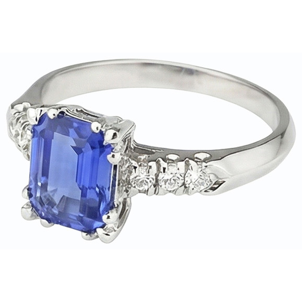 Natural Earth Mined Diamond Anniversary Ring Emerald Light Blue Sapphire 3 Carats