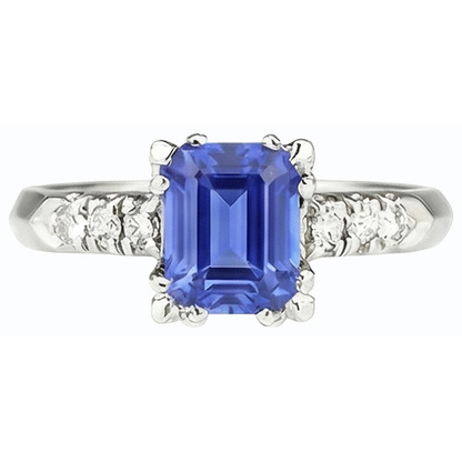 Natural Earth Mined Diamond Anniversary Ring Emerald Light Blue Sapphire 3 Carats