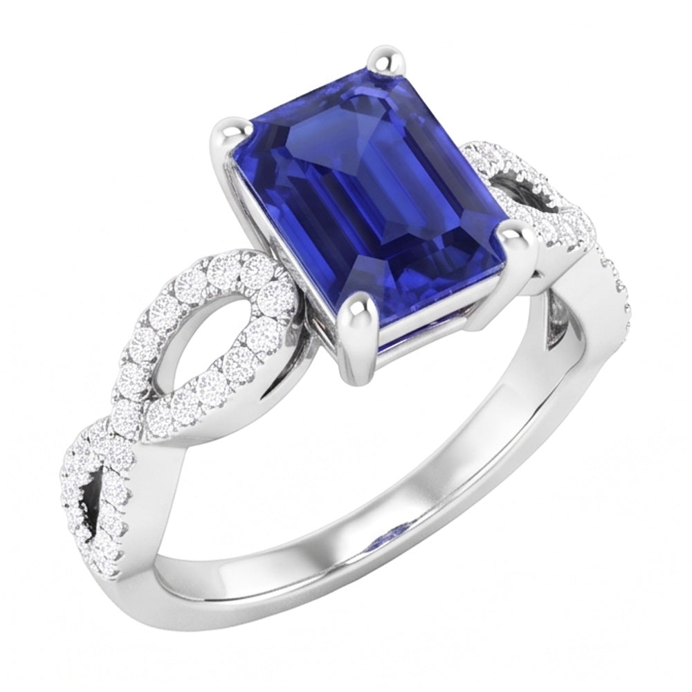 Natural Earth Mined Diamond Anniversary Ring Emerald Sapphire 3.50 Carats Infinity Style