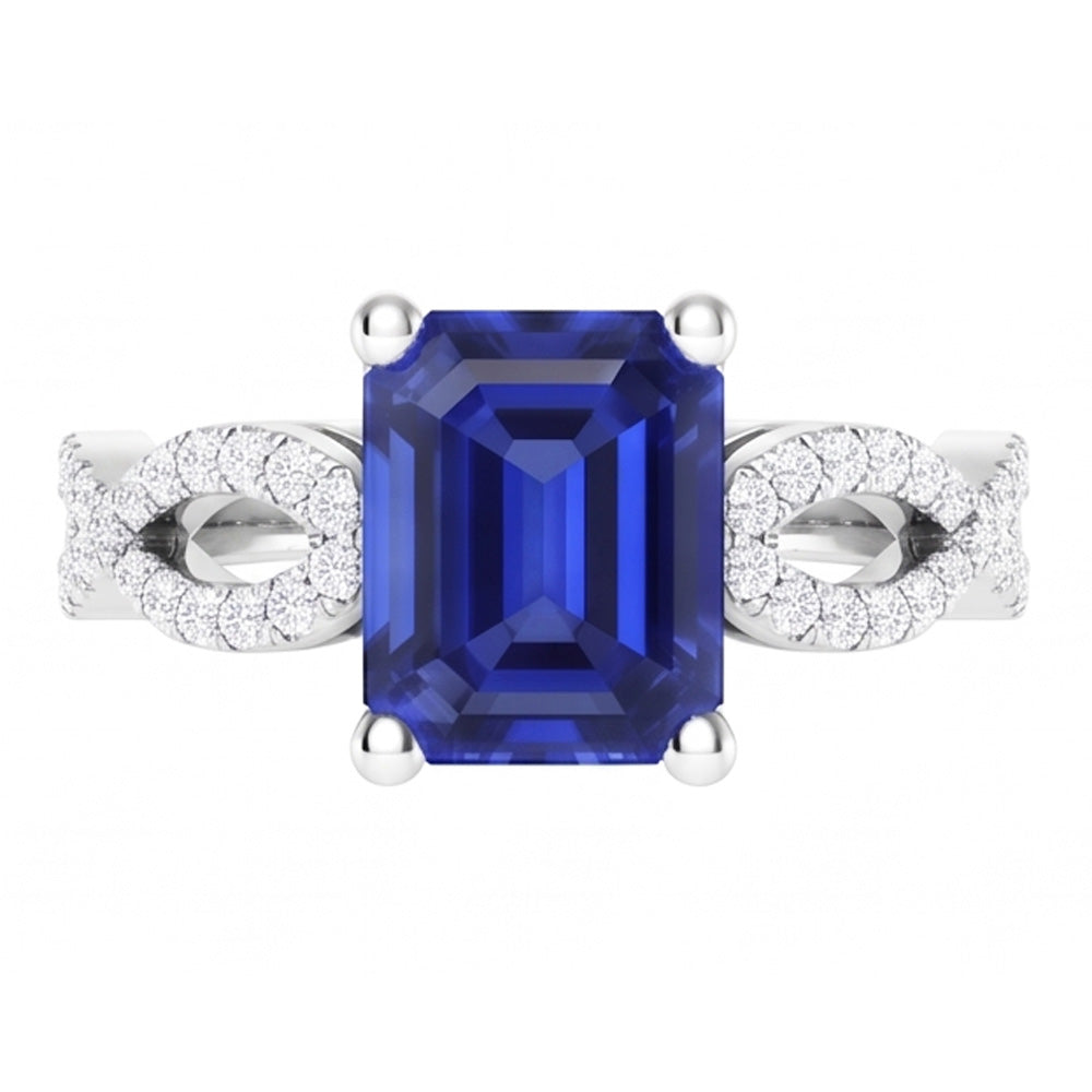 Natural Earth Mined Diamond Anniversary Ring Emerald Sapphire 3.50 Carats Infinity Style