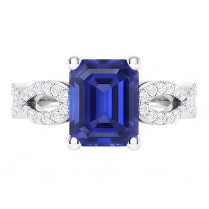 Natural Earth Mined Diamond Anniversary Ring Emerald Sapphire 3.50 Carats Infinity Style