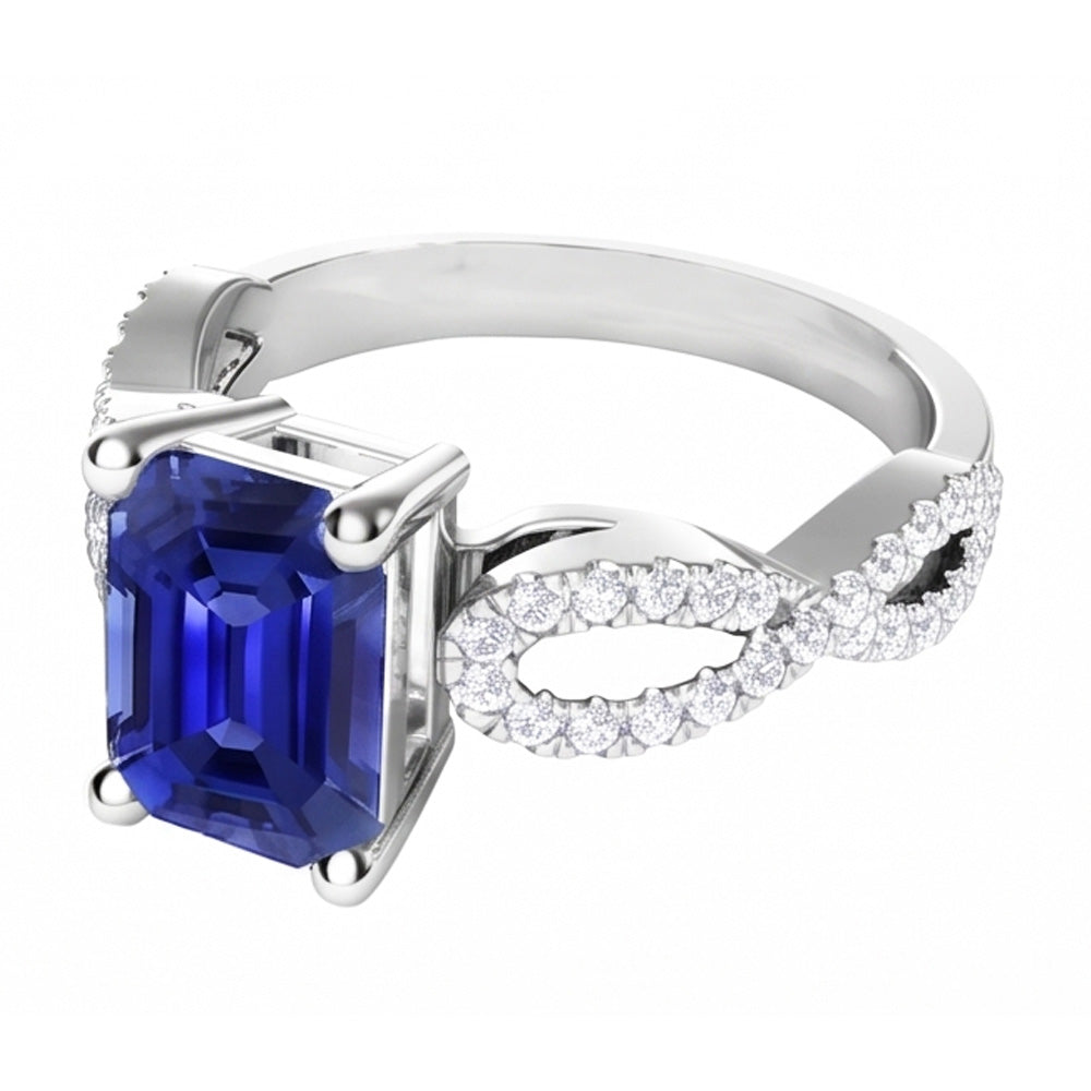 Natural Earth Mined Diamond Anniversary Ring Emerald Sapphire 3.50 Carats Infinity Style