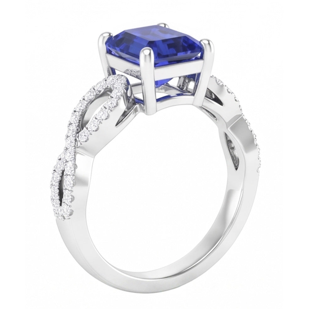 Natural Earth Mined Diamond Anniversary Ring Emerald Sapphire 3.50 Carats Infinity Style