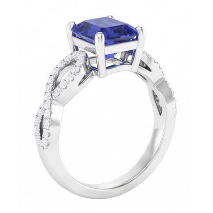 Natural Earth Mined Diamond Anniversary Ring Emerald Sapphire 3.50 Carats Infinity Style