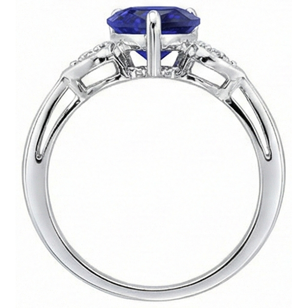 Natural Earth Mined Diamond Anniversary Ring Heart Ceylon Sapphire 2.50 Carats White Gold