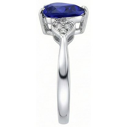 Natural Earth Mined Diamond Anniversary Ring Heart Ceylon Sapphire 2.50 Carats White Gold