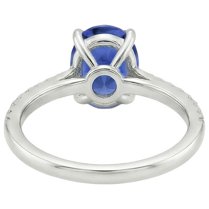 Natural Earth Mined Diamond Anniversary Ring Oval Blue Sapphire With Accents 5 Carats