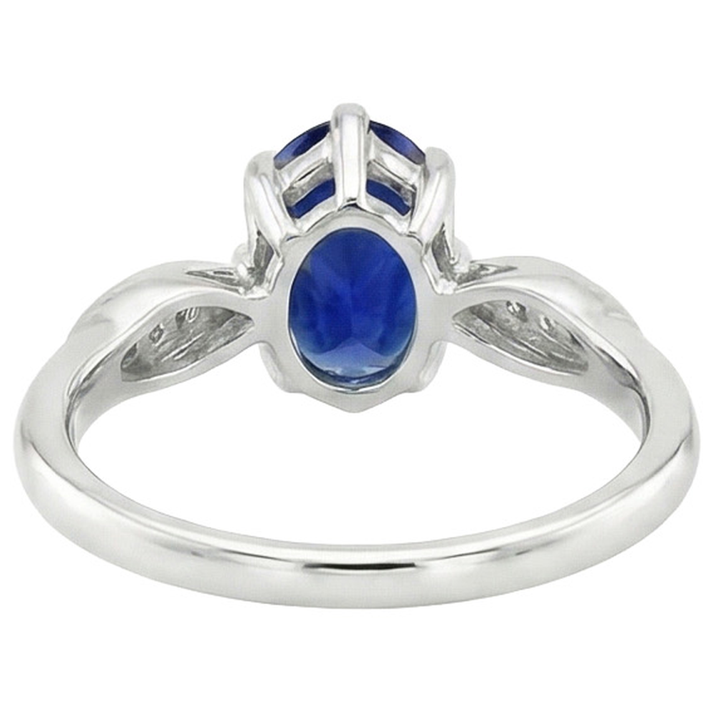 Natural Earth Mined Diamond Anniversary Ring Oval Sri Lankan Sapphire 3.50 Carats Pave Set