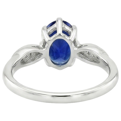 Natural Earth Mined Diamond Anniversary Ring Oval Sri Lankan Sapphire 3.50 Carats Pave Set