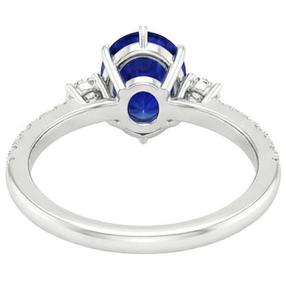 Natural Earth Mined Diamond Anniversary Ring Pear Blue Sapphire 3 Stone Style 5.50 Carats
