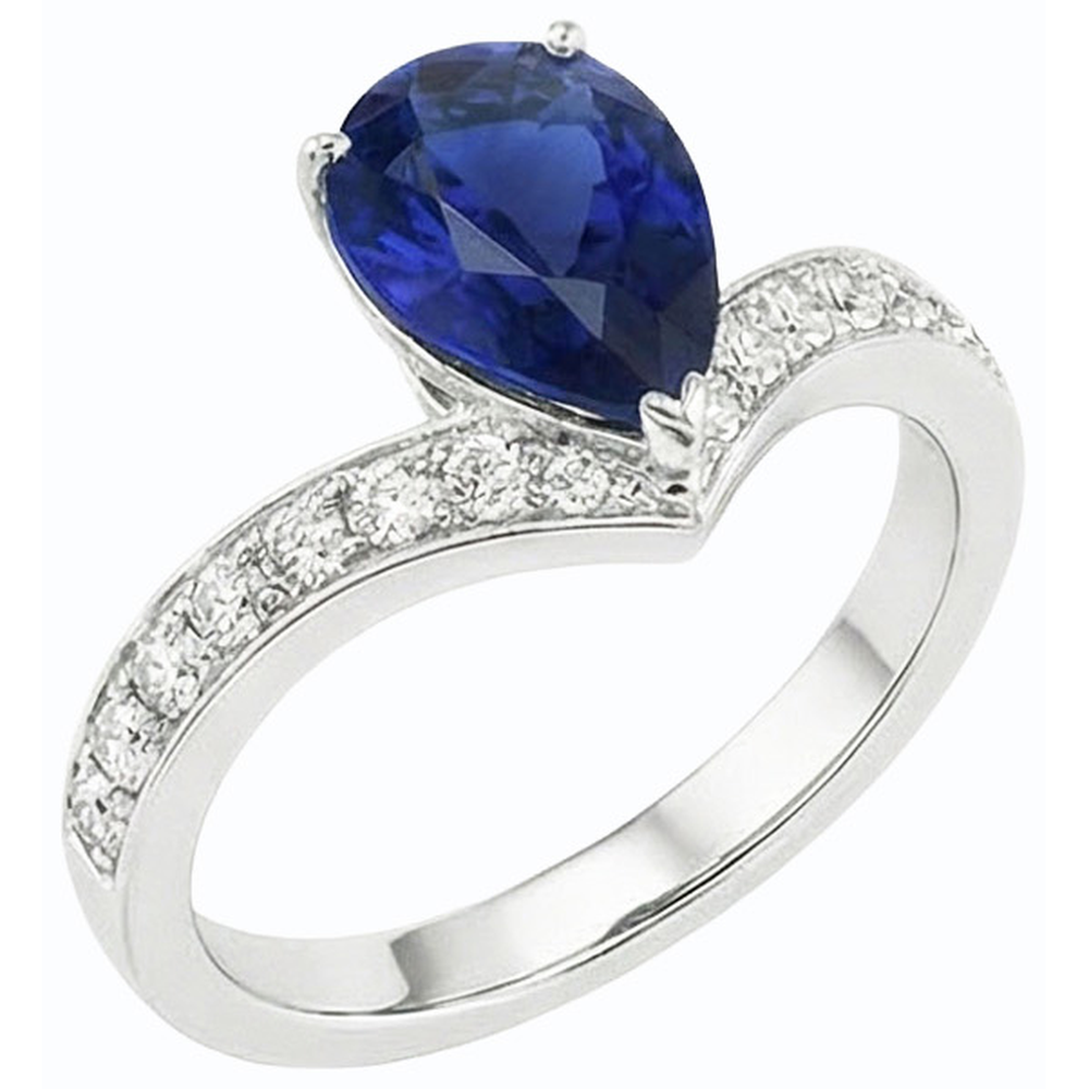 natural round sapphire 4ct ring side angle