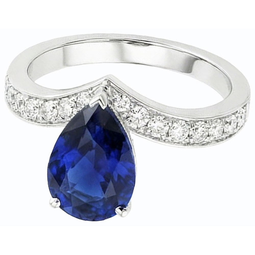 natural round sapphire 4ct ring close up detail