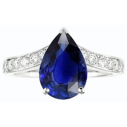 natural round sapphire 4ct ring top view