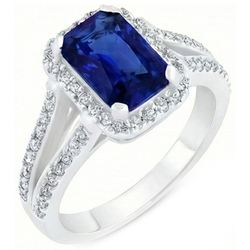 Natural Earth Mined Diamond Anniversary Ring Radiant Cut Sapphire Split Shank 5.50 Carats