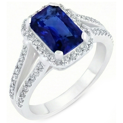Natural Earth Mined Diamond Anniversary Ring Radiant Cut Sapphire Split Shank 5.50 Carats
